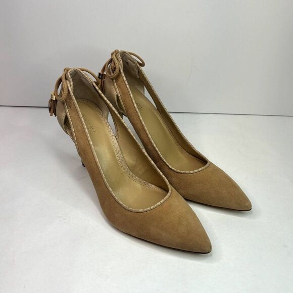 Michael Kors Gold Suede Snake Skin Leather Tassle Heels Pumps Womens Designer - Picture 4 of 12